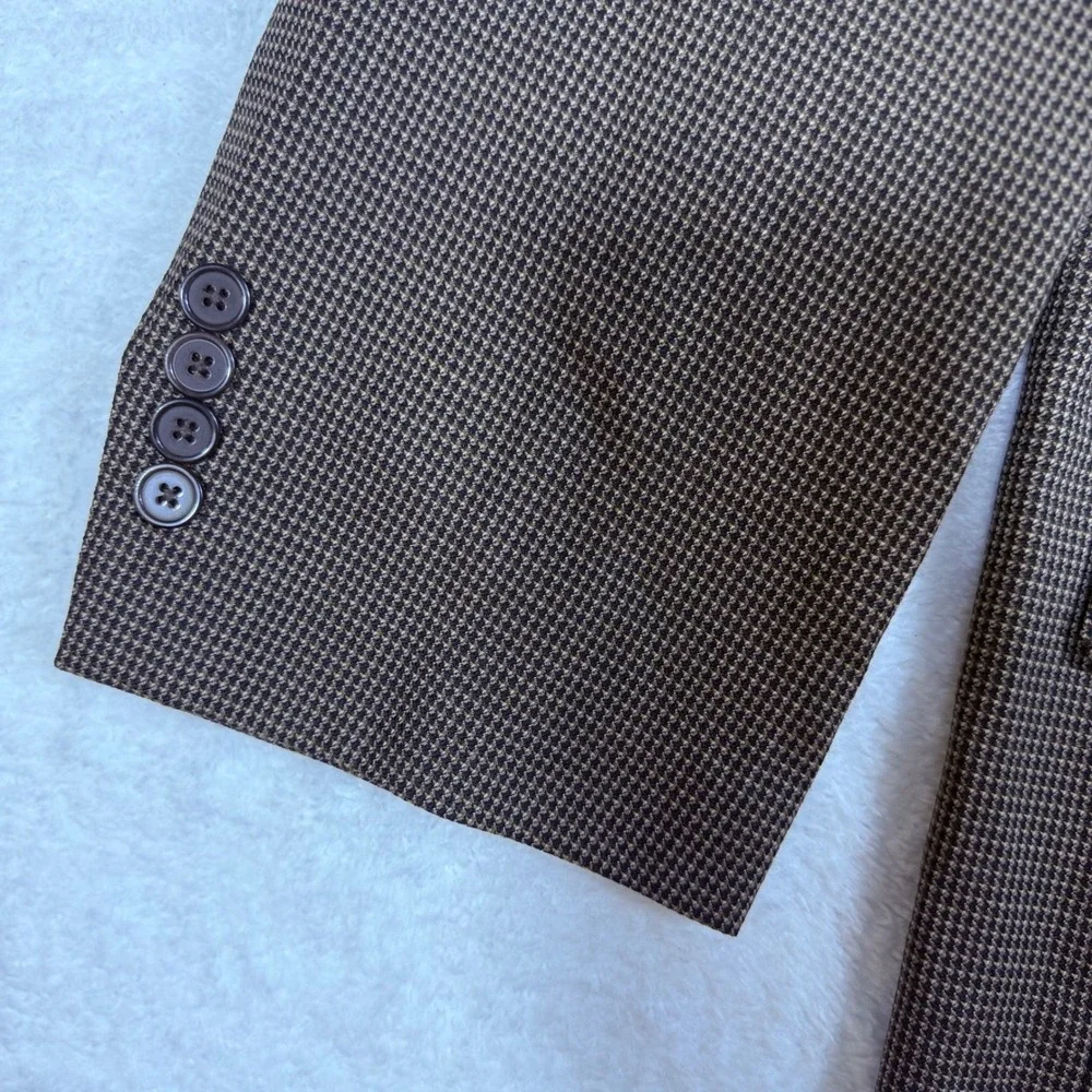 Oak Hill Brown Houndstooth 100%‎ Wool Blazer Mens Size 54 REG Sport Coat